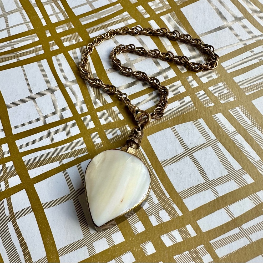 Perfume Flask Heart Pendant on Antique Watch Chain Bracelet Purse Accessory